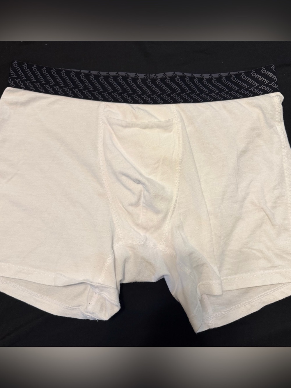 Tommy John White Boxer Briefs with Black Logo Waistband